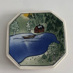 Vintage Arabia for Finnair Octagon Shape Ceramic Plate Helja Liukko-Sundstrom